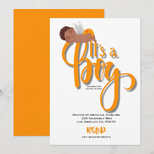 C'est une carte Faire-part orange garçon