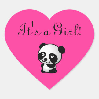 C'est une fille ! Autocollant de coeur rose