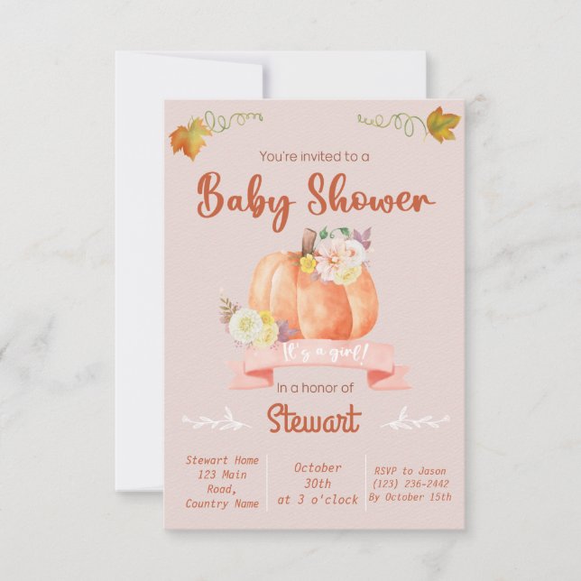 C'est une fille baby shower Halloween Invitation (Devant)