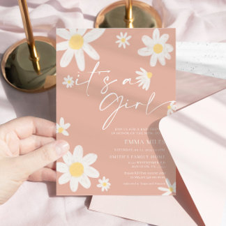 C'est une fille Baby shower Invitation Rose Blush 