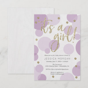 C'est une fille Baby shower violet Invitations Pol
