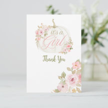 C'est une fille Citrouille Merci Baby shower Rose
