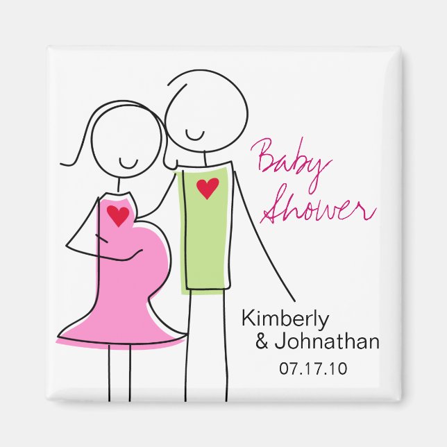 C'est une fille, Coed Baby shower Magnet Favors (Devant)