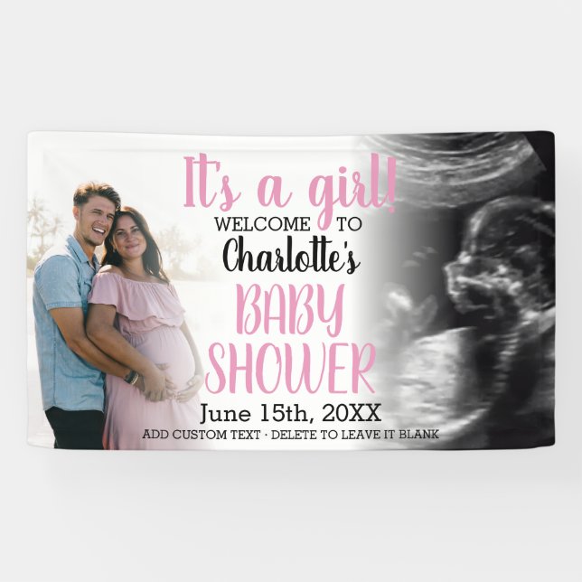 C'est une fille de Baby shower moderne bannière (Horizontal)