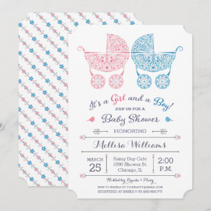 C'est une fille et un garçon ! Invitation Baby sho