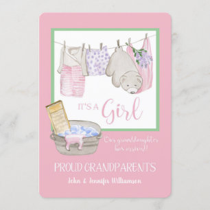 C'est une fille - Fier grand-parents Faire-part