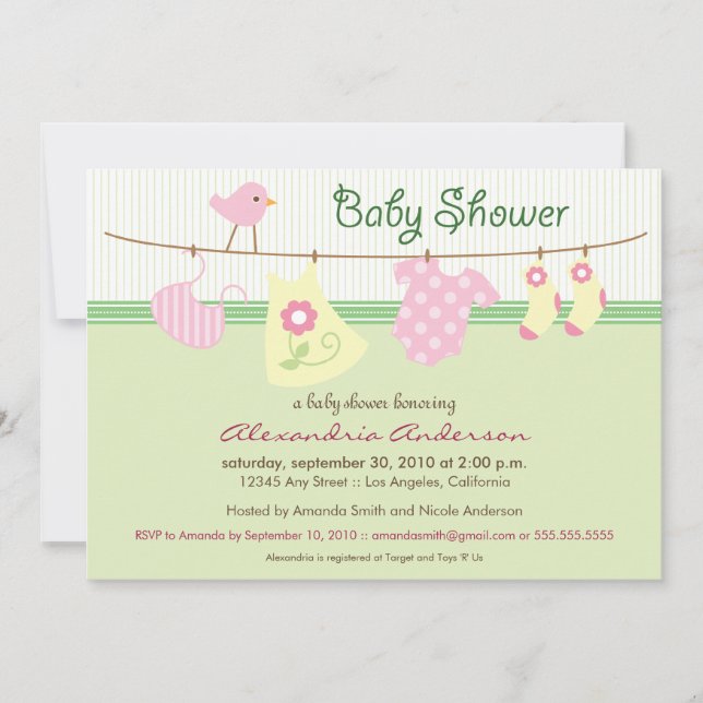C'est une fille ! Invitation Baby shower de la lig (Devant)