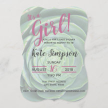 C'est une fille ! Invitation baby shower Succulent