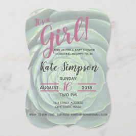 C'est une fille ! Invitation baby shower Succulent