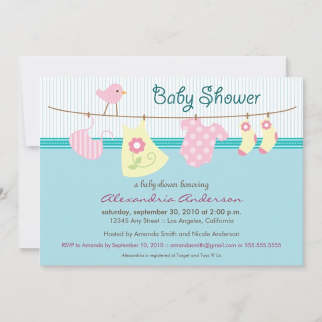 C'est une fille ! Invitation de baby shower de (Devant)