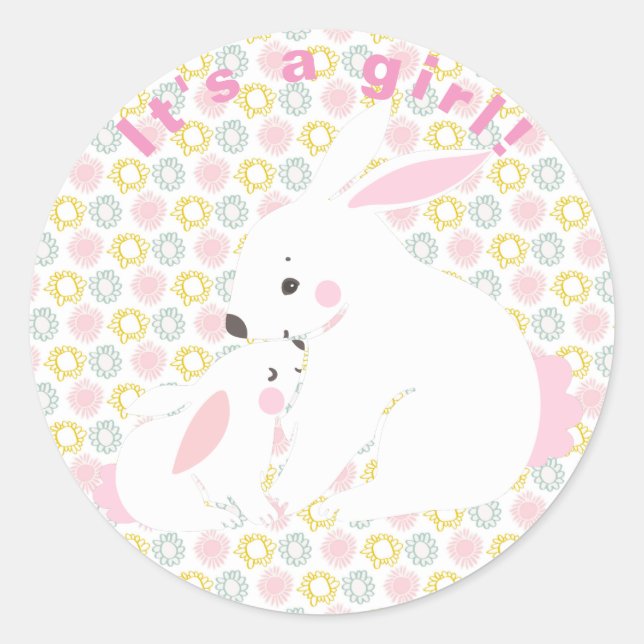 C'est une fille ! Mignonnes stickers mère et bébé  (Devant)