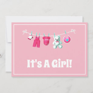 C'est une fille ! Nouveau bébé - Carte photo perso