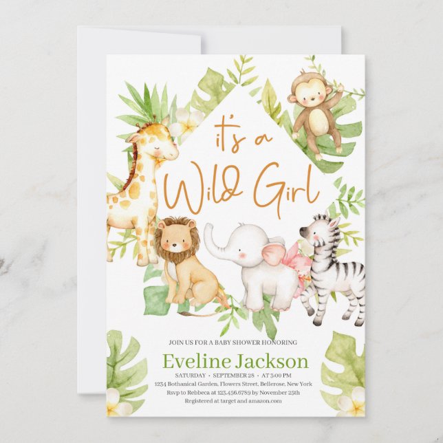 C'est une fille sauvage baby shower Invitation Ani (Devant)