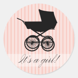 C'est une fille ! Sticker Buggy Bébé Rose