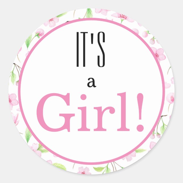 C'est une fille ! Sticker rond classique (Devant)