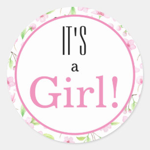 C'est une fille ! Sticker rond classique