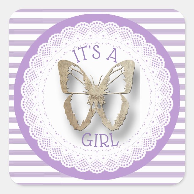 C'est une Girl Purple Gold Stickers papillon rayé (Devant)