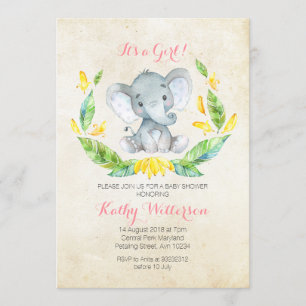 C'est une invitation au baby shower d'éléphants