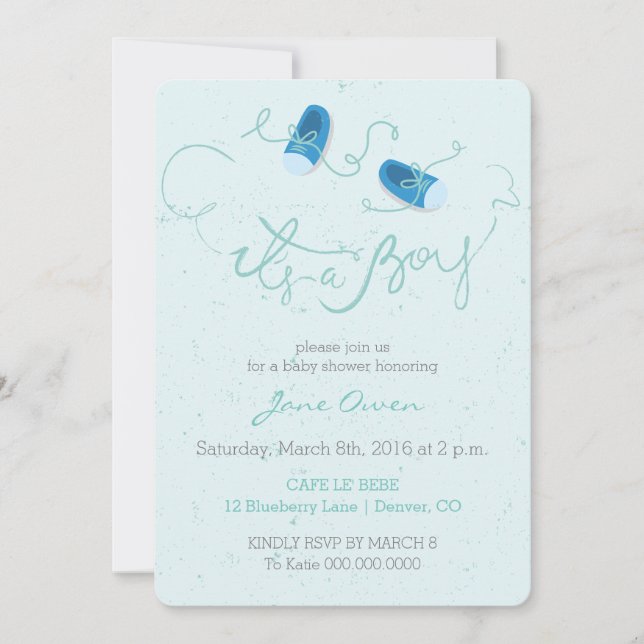 C'est une invitation baby shower de chaussures ble (Devant)