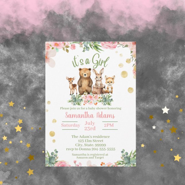 C'est une Invitation Baby shower de Fille Woodland (Créateur téléchargé)