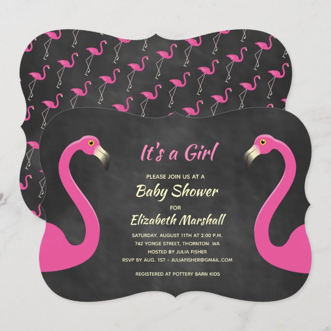 C'est une invitation de Baby shower de fille - Cha (Devant / Derrière)
