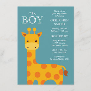 C'est une invitation de Baby shower de Giraffe dou