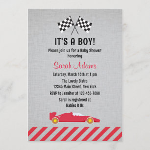 C'est une invitation de baby shower de voiture de