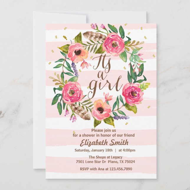 C'est une invitation de Baby shower fille (Devant)