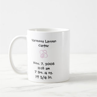 C'est une tasse de faire-part de naissance de