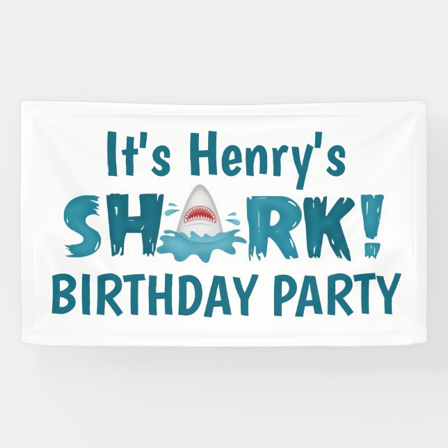 C'est votre nom SHARK Anniversaire Fête Bannière e (Horizontal)