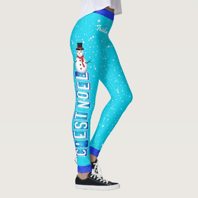C'EST WEIHNACHTEN / Snowman Christmas (Ihr Name) Leggings (Rechts)