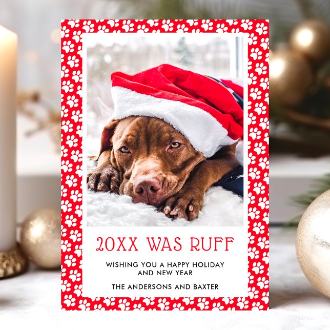 Cette année était Ruff Red Pet Photo Carte de Noël (Créateur téléchargé)