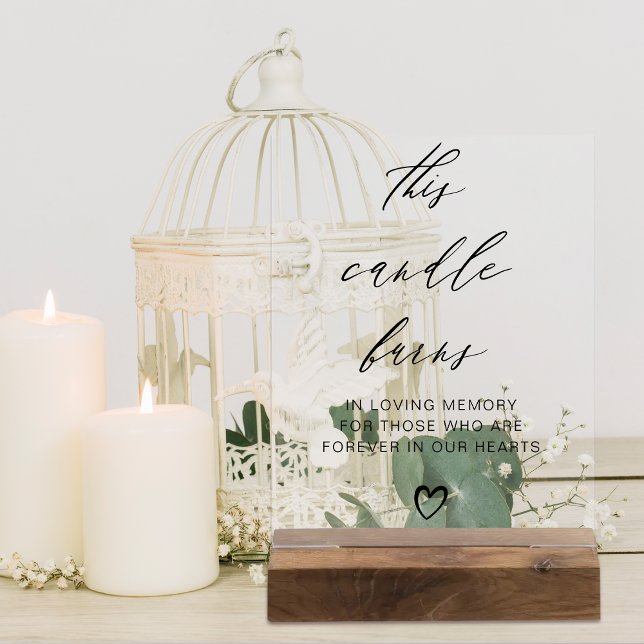 Cette bougie brûle la table mémoire Mariage (This Candle Burns Wedding Memory Table Acrylic Sign)