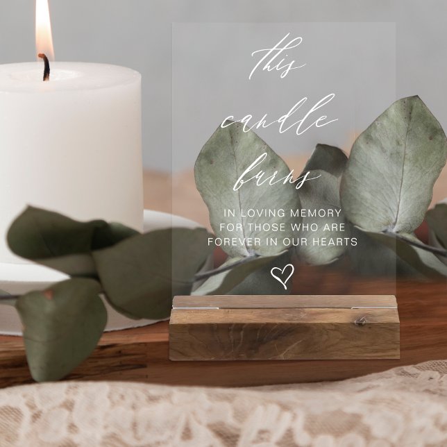 Cette bougie brûle la table mémoire Mariage (This Candle Burns Wedding Memory Table Acrylic Sign)