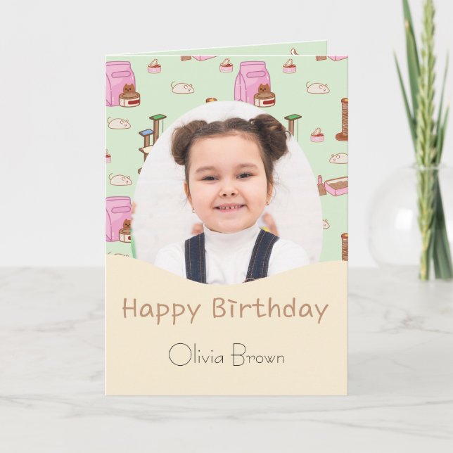 Cette Cat Life Enfants Photo Carte Anniversaire (Devant)