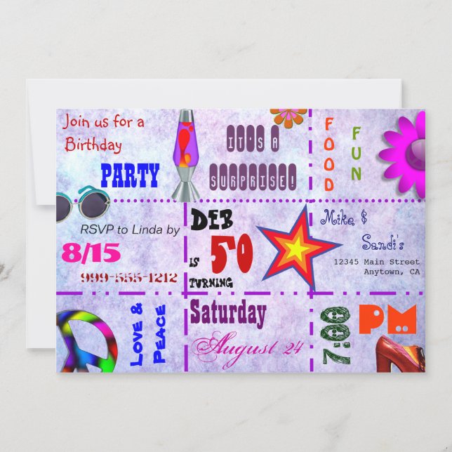 Cette invitation des années 70 (Devant)