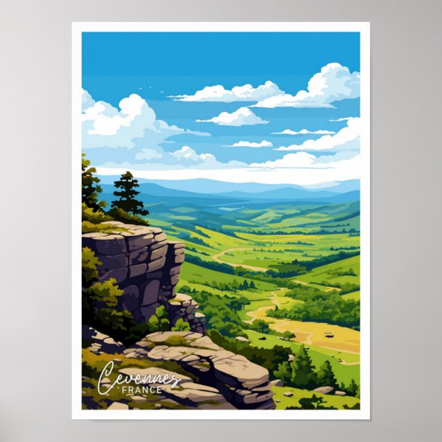 Cevennes Nationalpark Vintage Illustration Poster (Vorne)