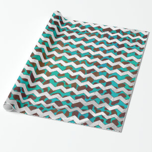 Cevron Dalmatiner Brown und Aquamarin Geschenkpapier