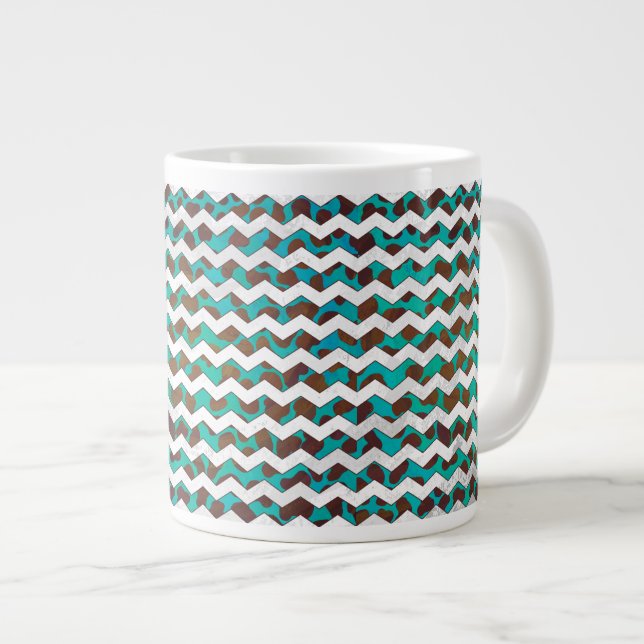Cevron Dalmatiner Brown und Aquamarin Jumbo-Tasse (Vorderseite Rechts)