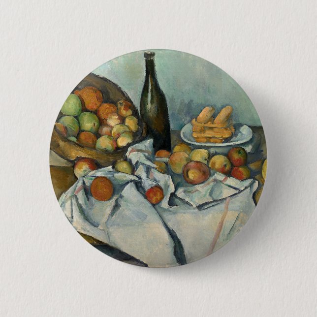 Cezanne Basket Apples Impressionismus Art Button (Vorderseite)