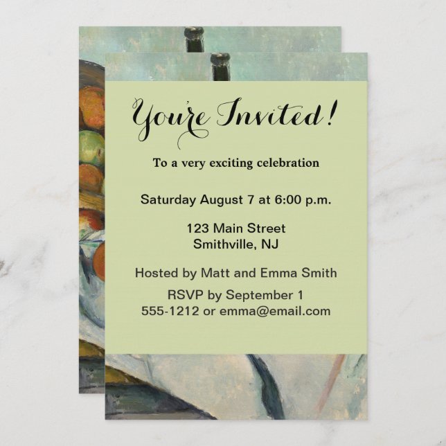 Cezanne Basket Apples Impressionismus Art Einladung (Vorne/Hinten)