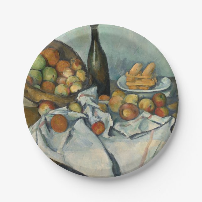 Cezanne Basket Apples Impressionismus Art Pappteller (Vorderseite)