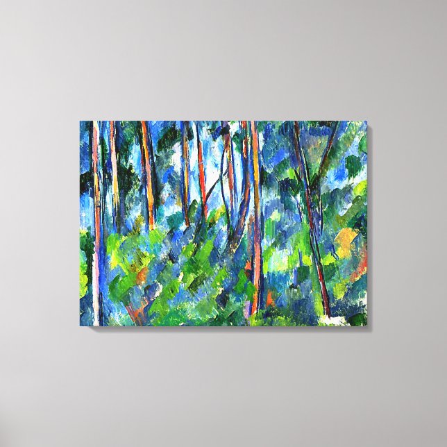 Cezanne - Berühmtes Gemälde im Wald Leinwanddruck (Vorderseite)