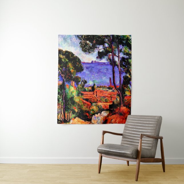 Cezanne - Blick durch die Bäume Wandteppich (Beispiel)