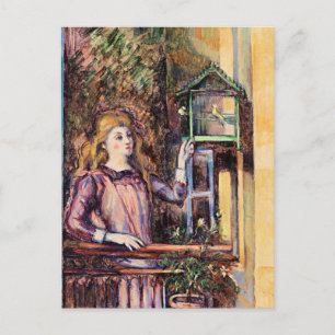 Cezanne - Mädchen mit Vogelkäfig Postkarte