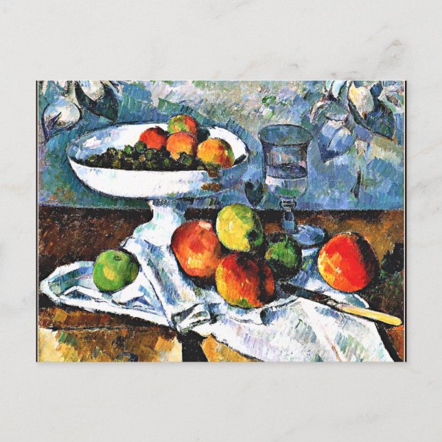 Cezanne - Obstschale, Glas, Äpfel, Postkarte (Vorderseite)