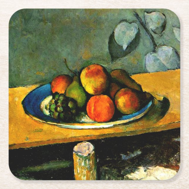 Cezanne - Pfirsiche, Birnen und Trauben Rechteckiger Pappuntersetzer (Vorderseite)