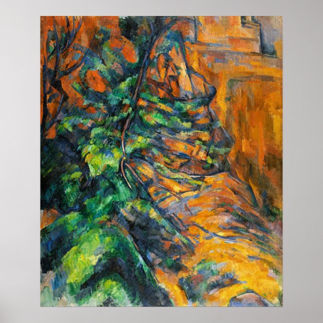 Cézanne Rocks and Branches Impressionistische Gemä Poster (Vorne)