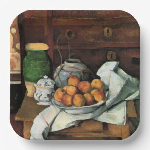 Cezanne - Schiffe, Obst und Tuch Pappteller