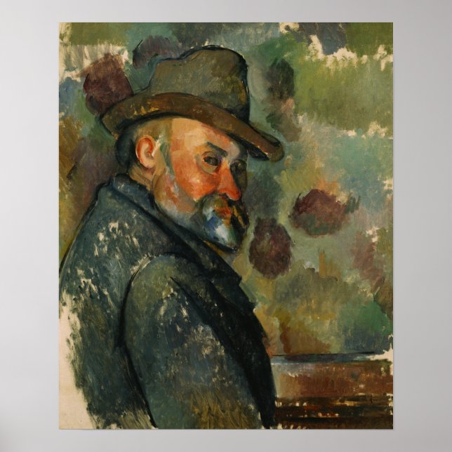 Cézanne - Selbstportrait mit einem Hut Poster (Vorne)
